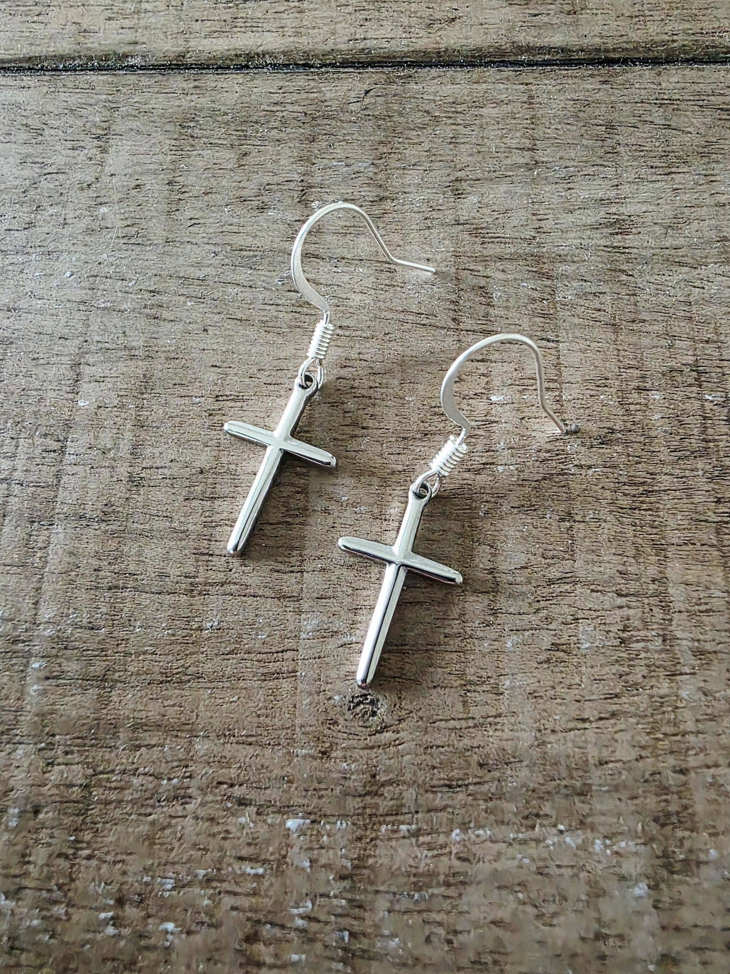 Small Cross Drop Earrings