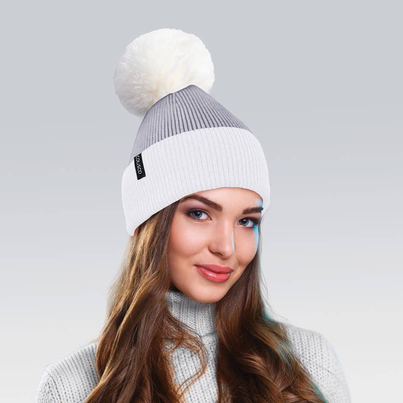 Pom Pom Beanie Hat, Soft Warm Winter Beanies for Women