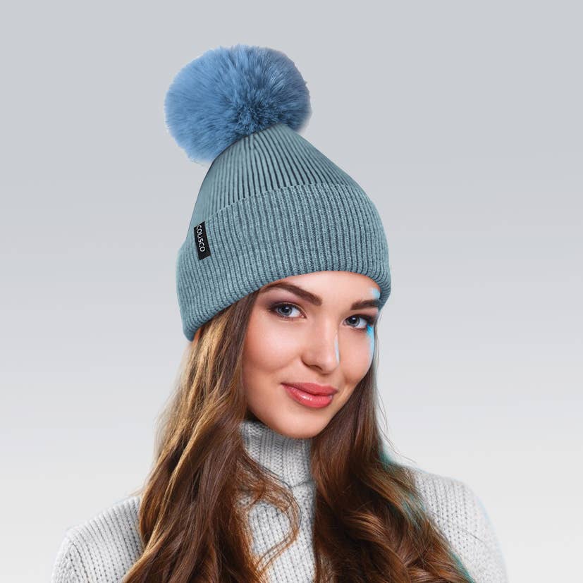 Pom Pom Beanies for Women, Cozy Winter Knitted Beanie Hat