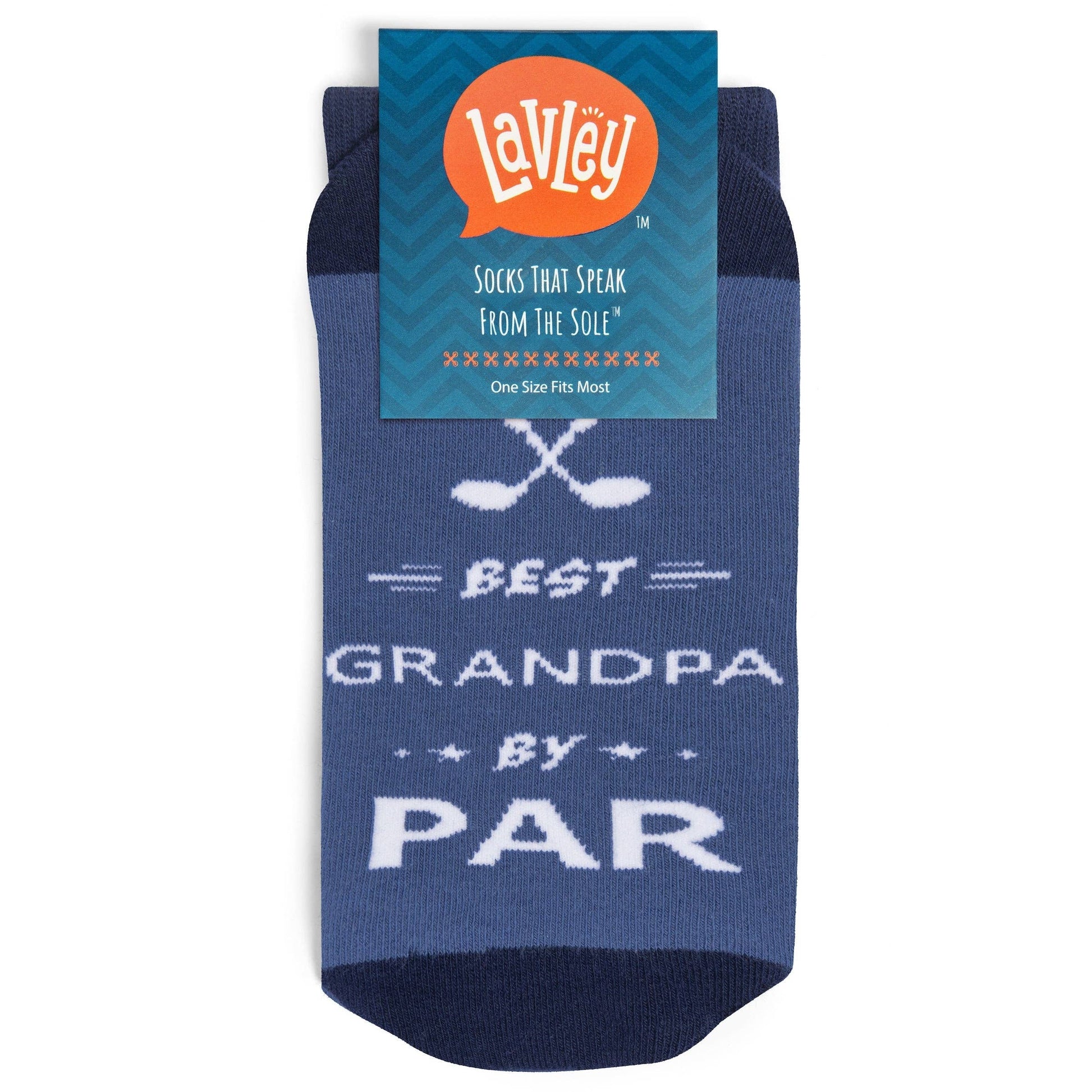 Best Grandpa by Par blue socks in package tag ready to sell tag reads Lavley socks that speak from the soul one size fits most