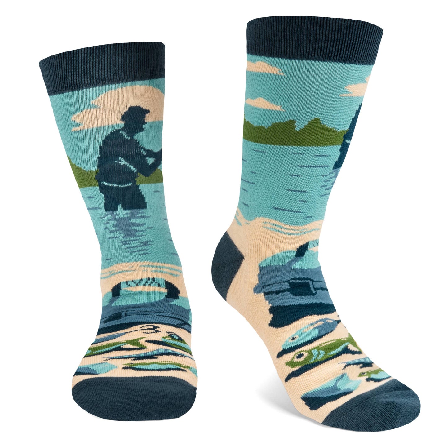 mannequin wearing fishing themed socks