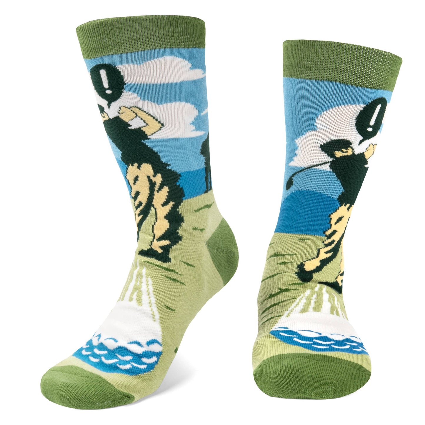 front view of mannequin feet wearing golf themed socks 