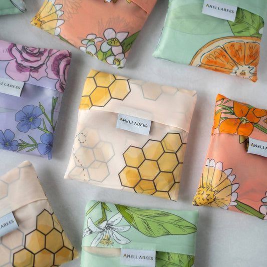 Eco Reusable Shopping Bag - Honeybees + Comb