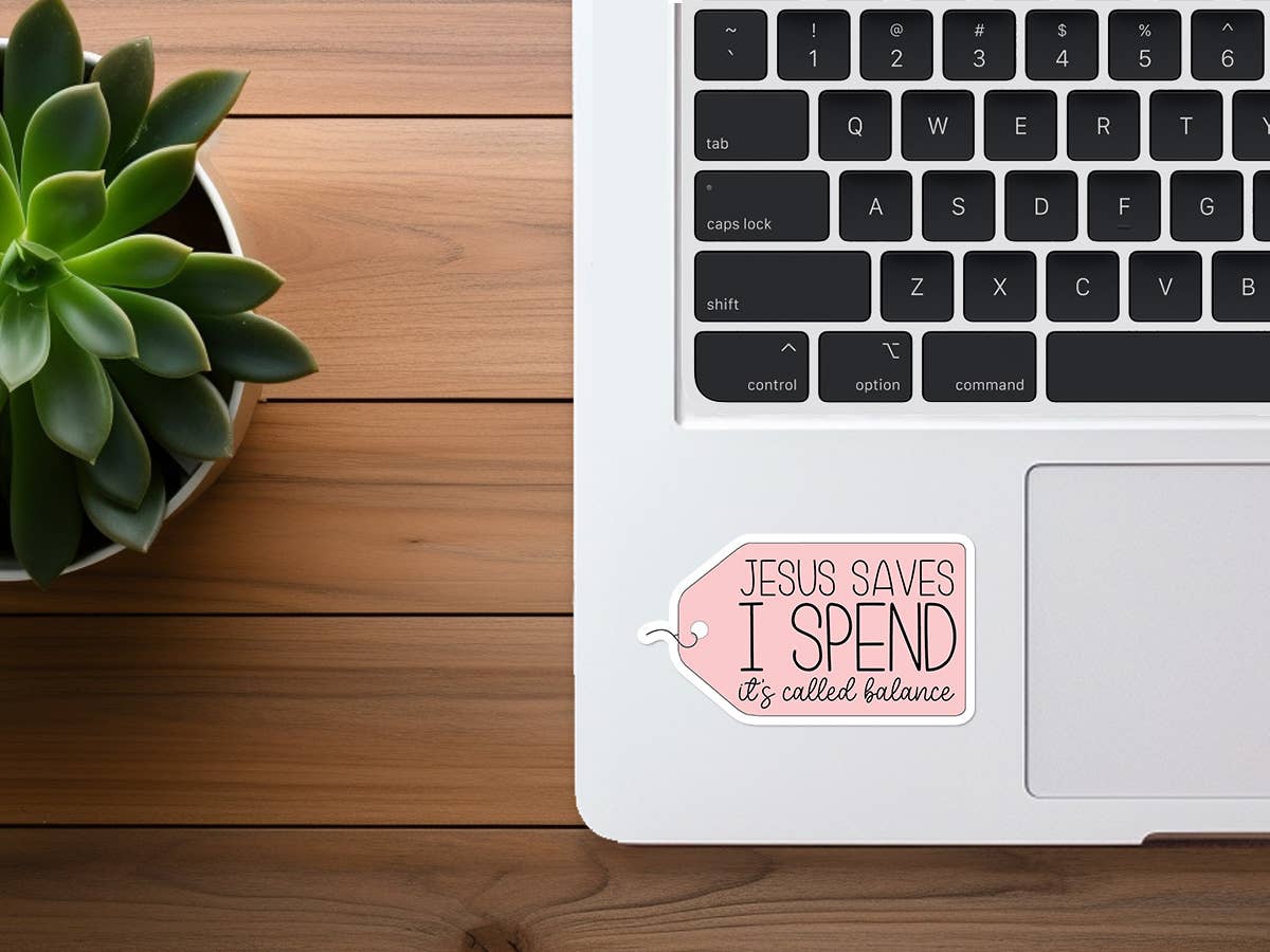Jesus Saves, I Spend | Funny Sticker | Shopping Addiction