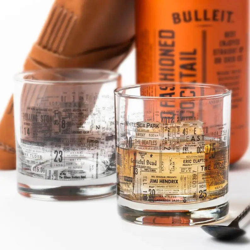 Set of 2-Concert Ticket Whiskey Glasses