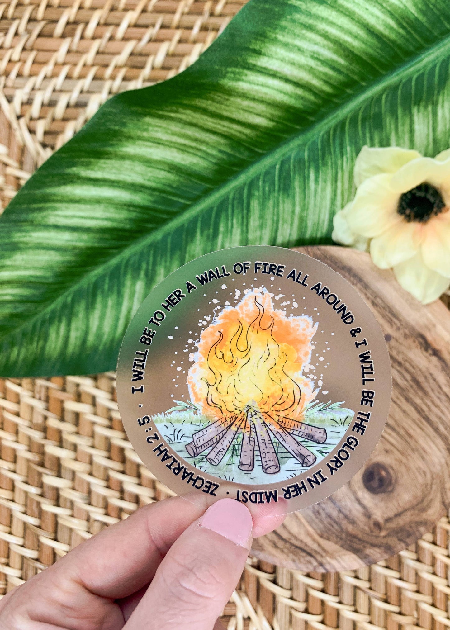 A Wall Of Fire Around Her Clear, Sticker 3 in.