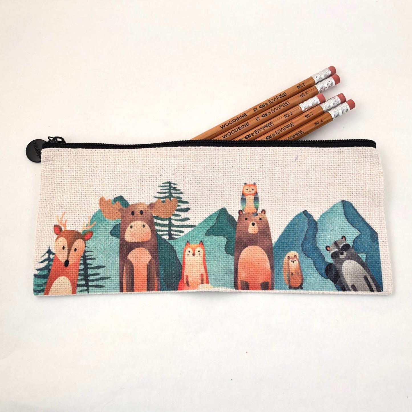 Forest Friends linen pencil bag