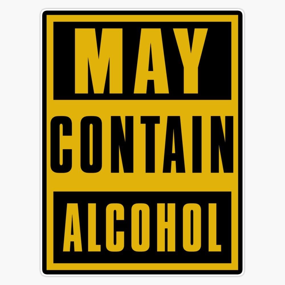 May Contain Alcohol Tumbler Waterproof Sticker