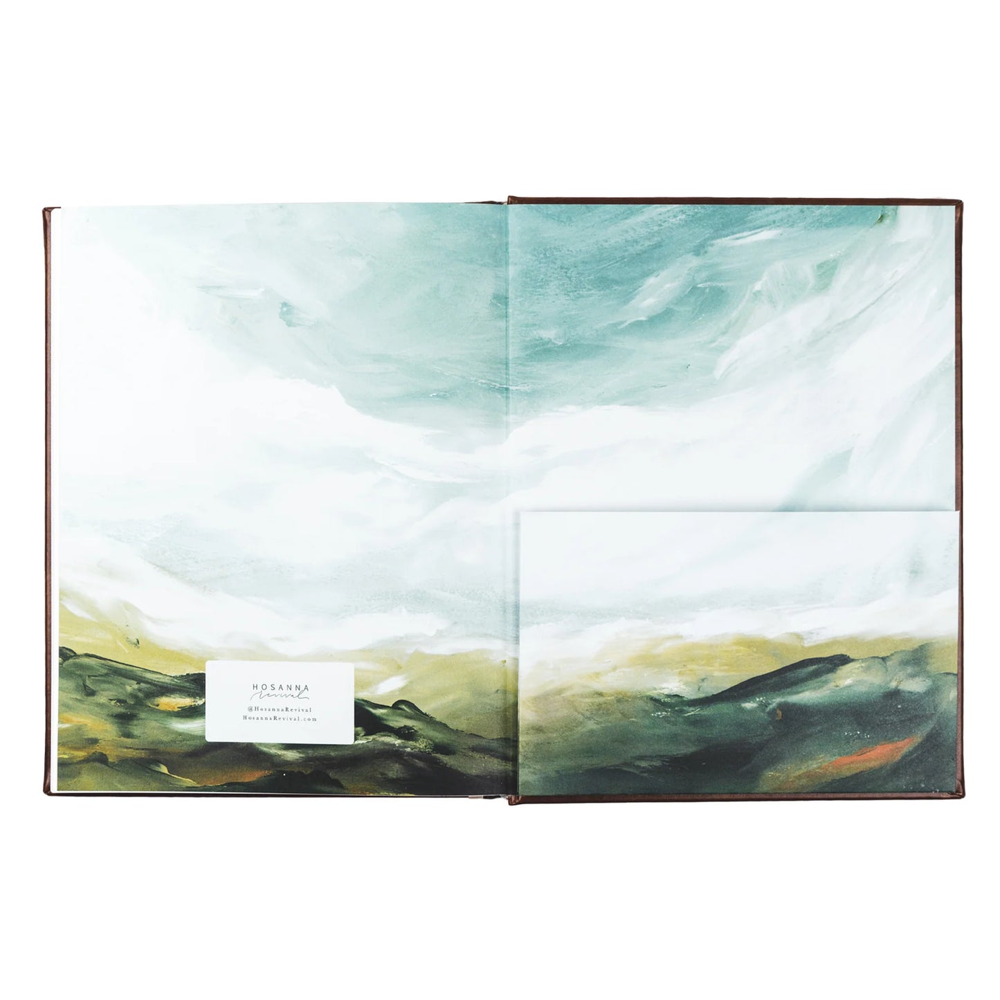 inside the back cover of journal with sky and ocean watercolor painting design