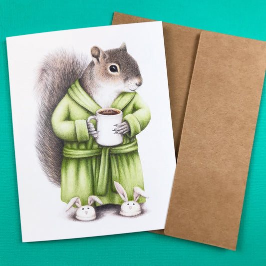 "Coffee Squirrel" Greeting Card