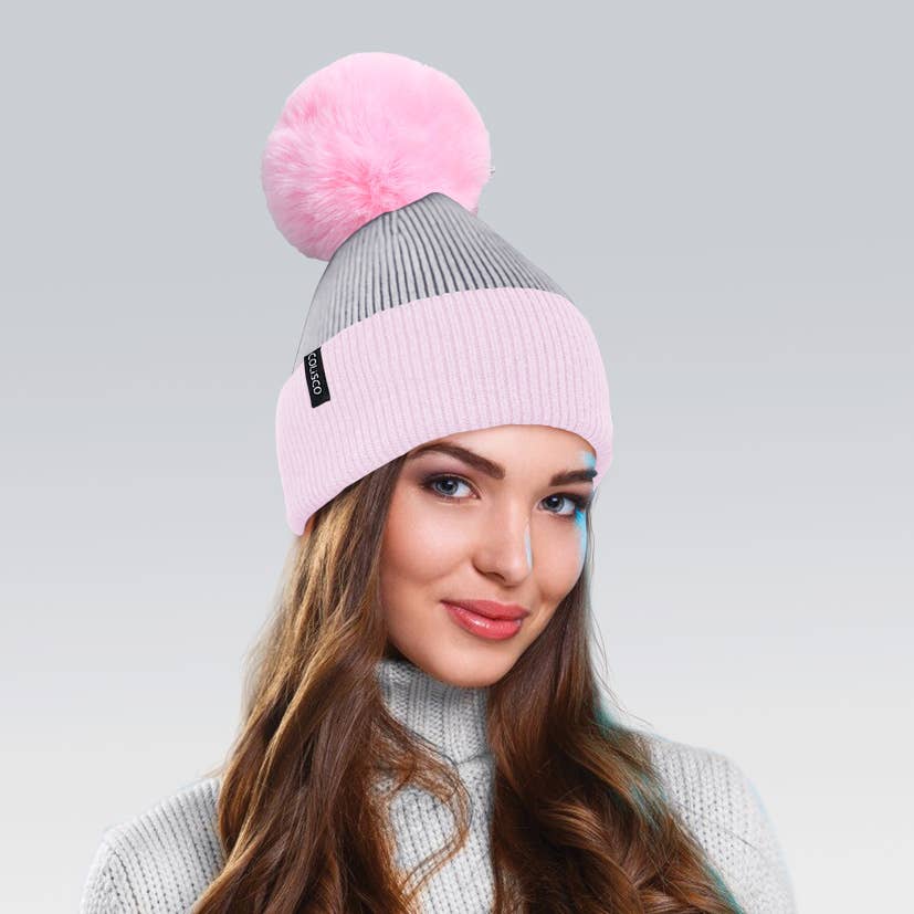 Pom Pom Beanie Hat, Soft Warm Winter Beanies for Women