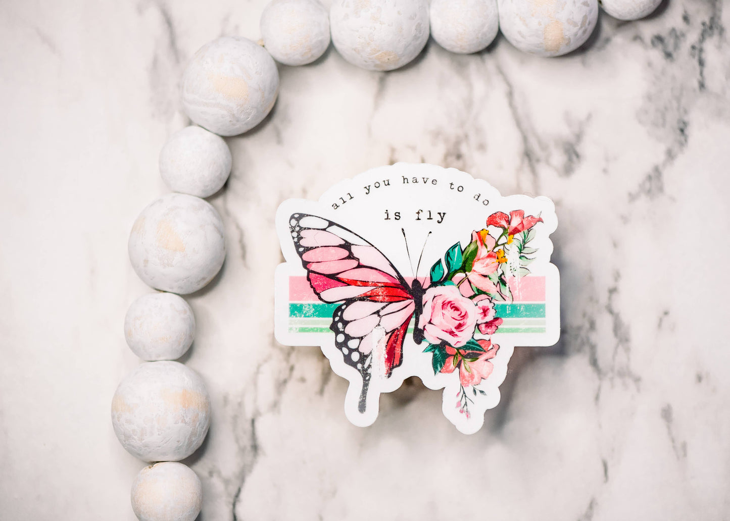 Butterfly Floral Clear, Vinyl Sticker, 3x3 in