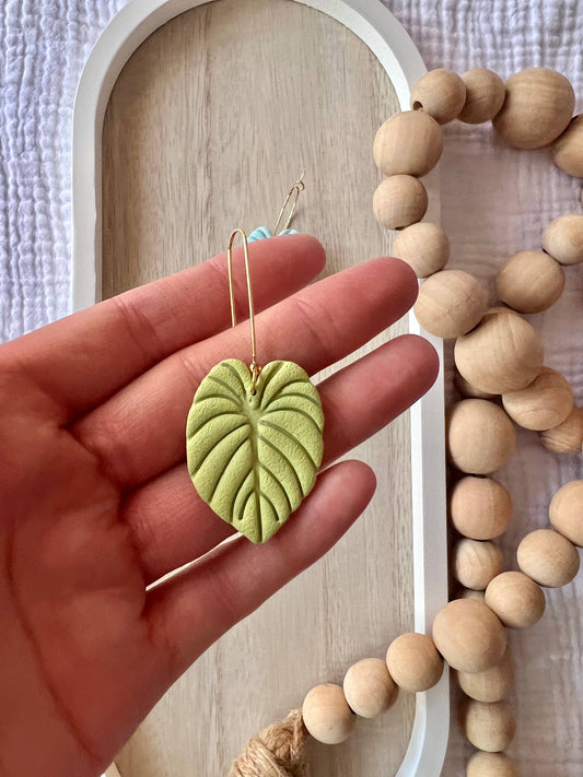 Philodendron Clay Earrings, Gloriosum Earrings