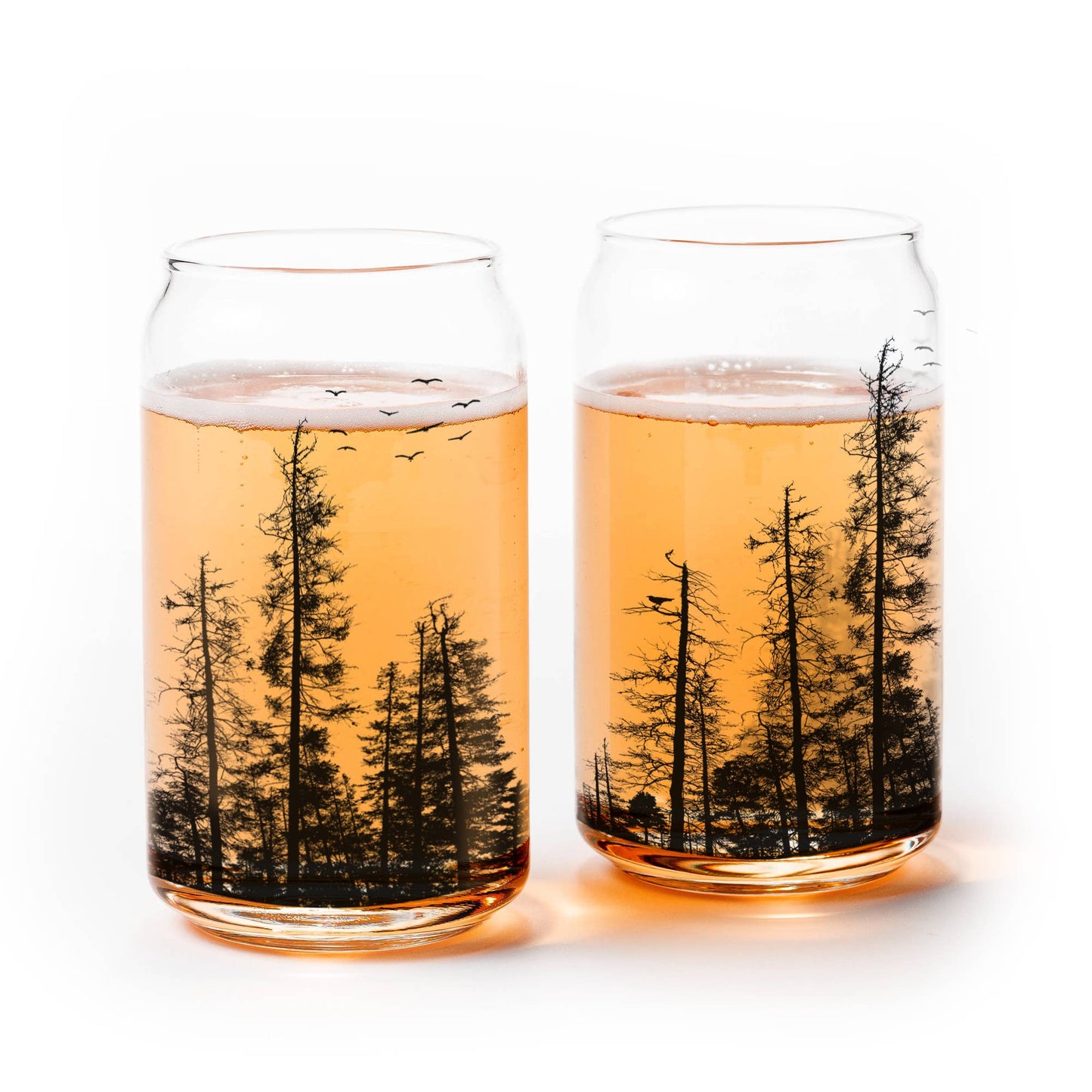 Set of 2 Pine Tree Forest Can Glasses