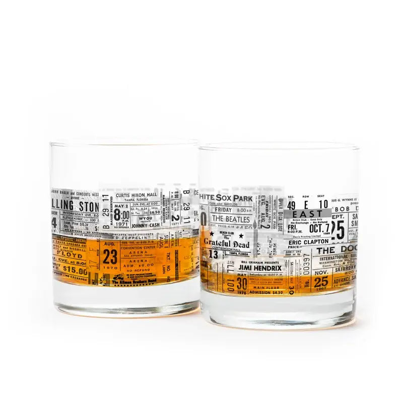 Set of 2-Concert Ticket Whiskey Glasses