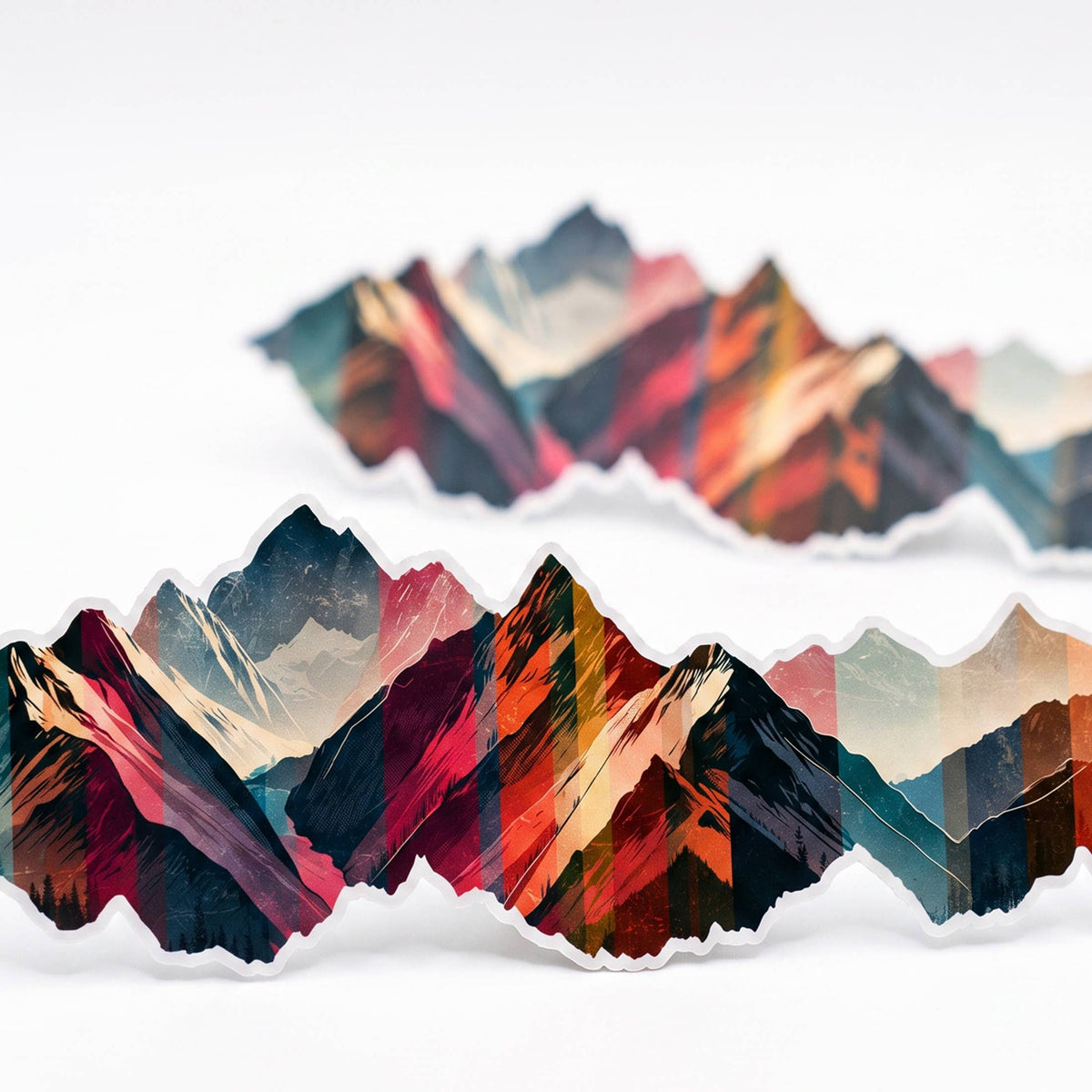 Colorful Mountain Range Die-Cut Sticker - Small (7 Inches)