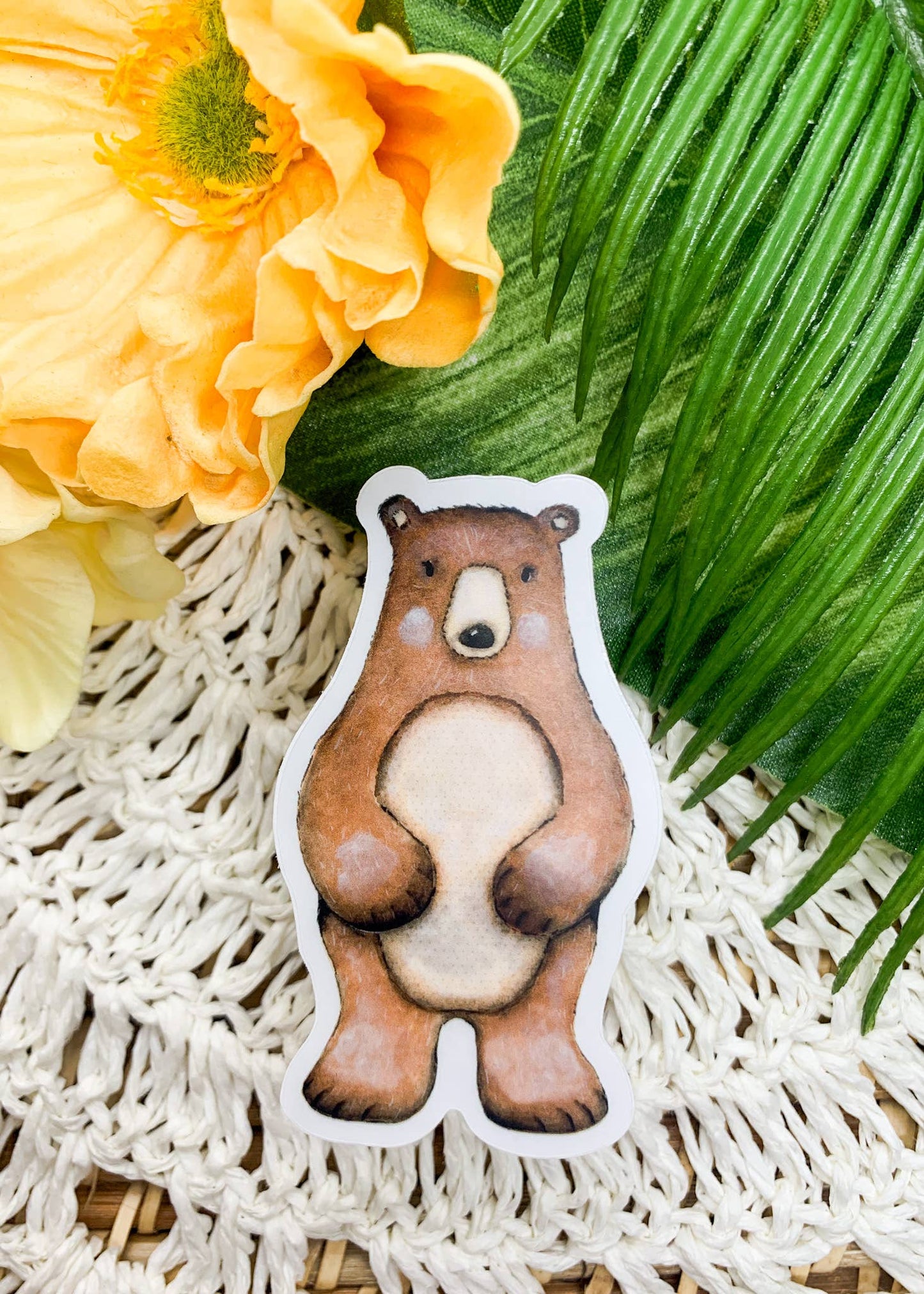 Baby Brown Bear Clear, Vinyl Sticker, 3x3 in.