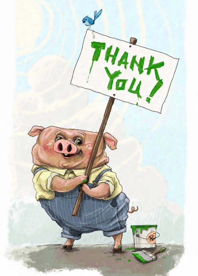 Pig N' Paint Thank You | Greeting Card