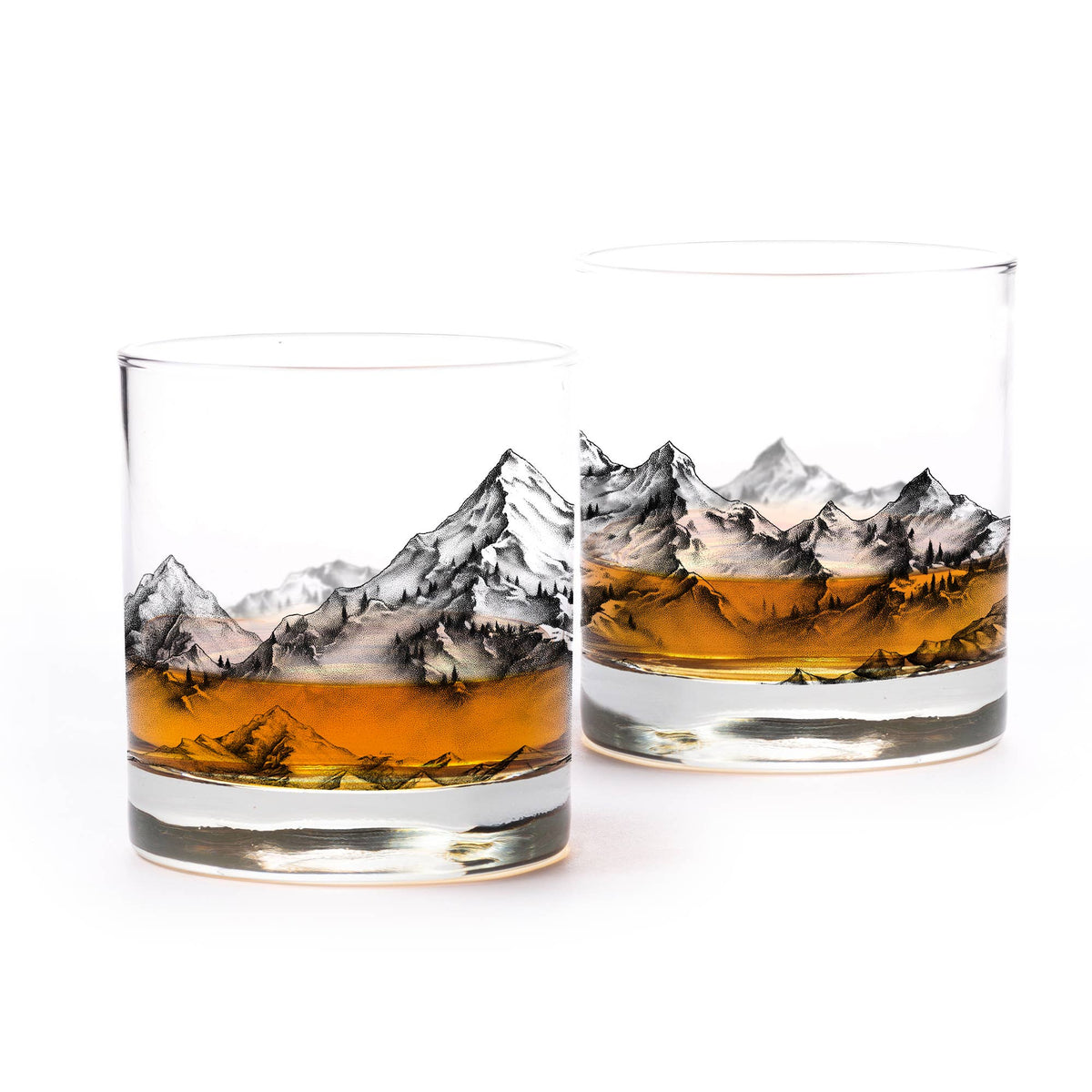 Set of 2 Mountain Modern Whiskey Glass Set