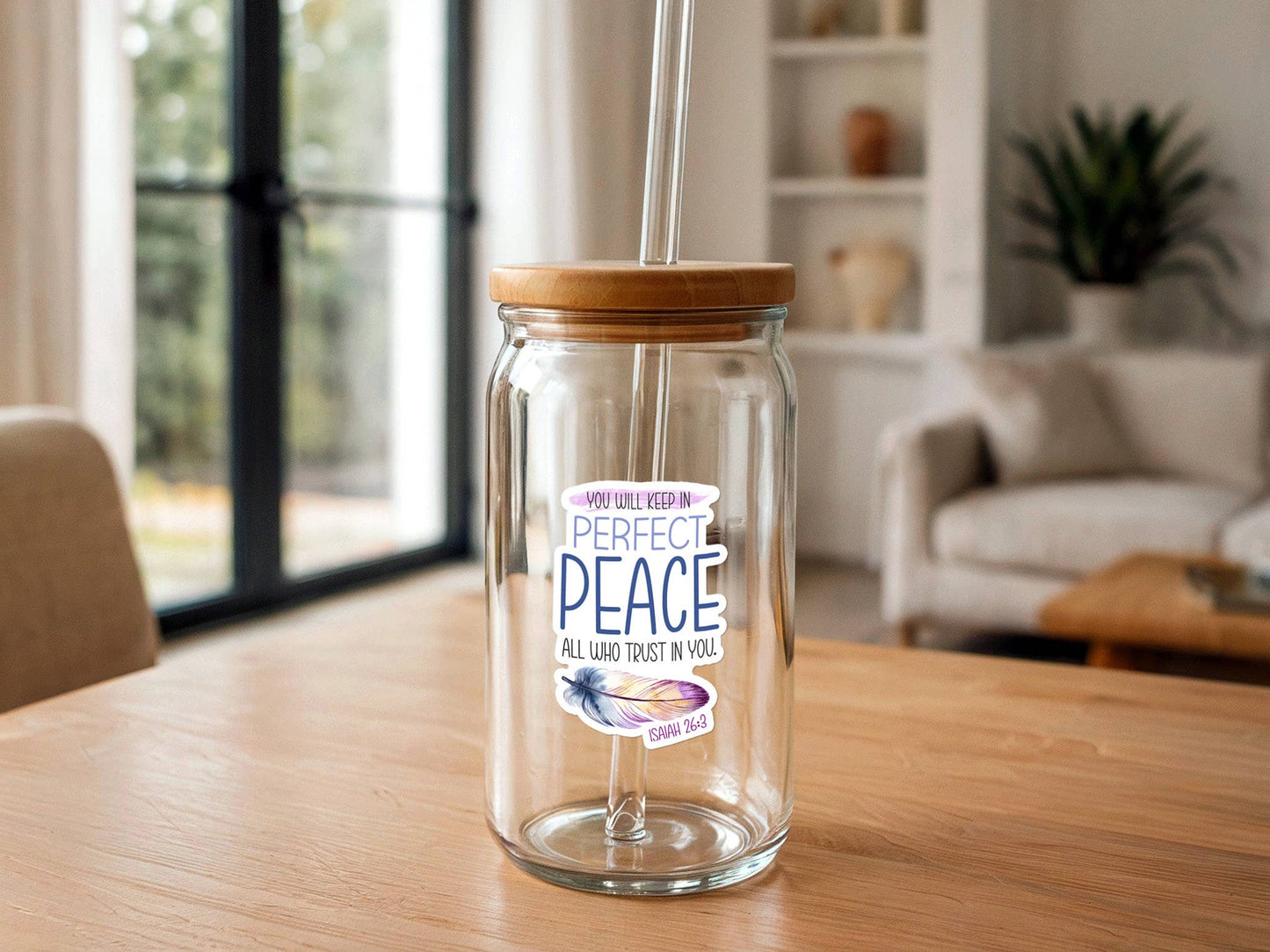 Perfect Peace | Feather | Scripture Sticker | Isaiah 26:3