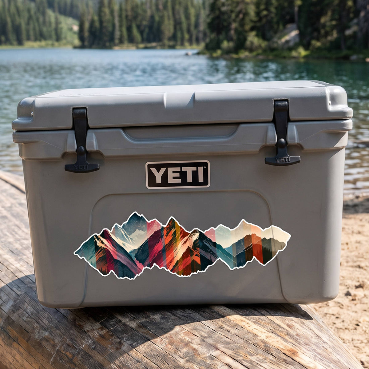 Colorful Mountain Range Die-Cut Sticker - Small (7 Inches)