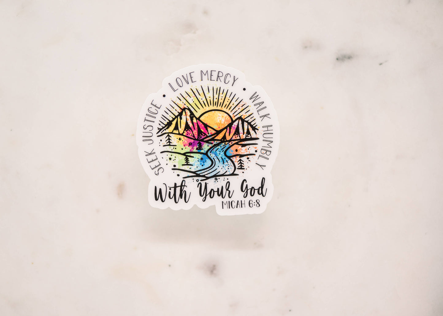 Seek Justice Love Mercy Clear Christian, Sticker, 3x3 in