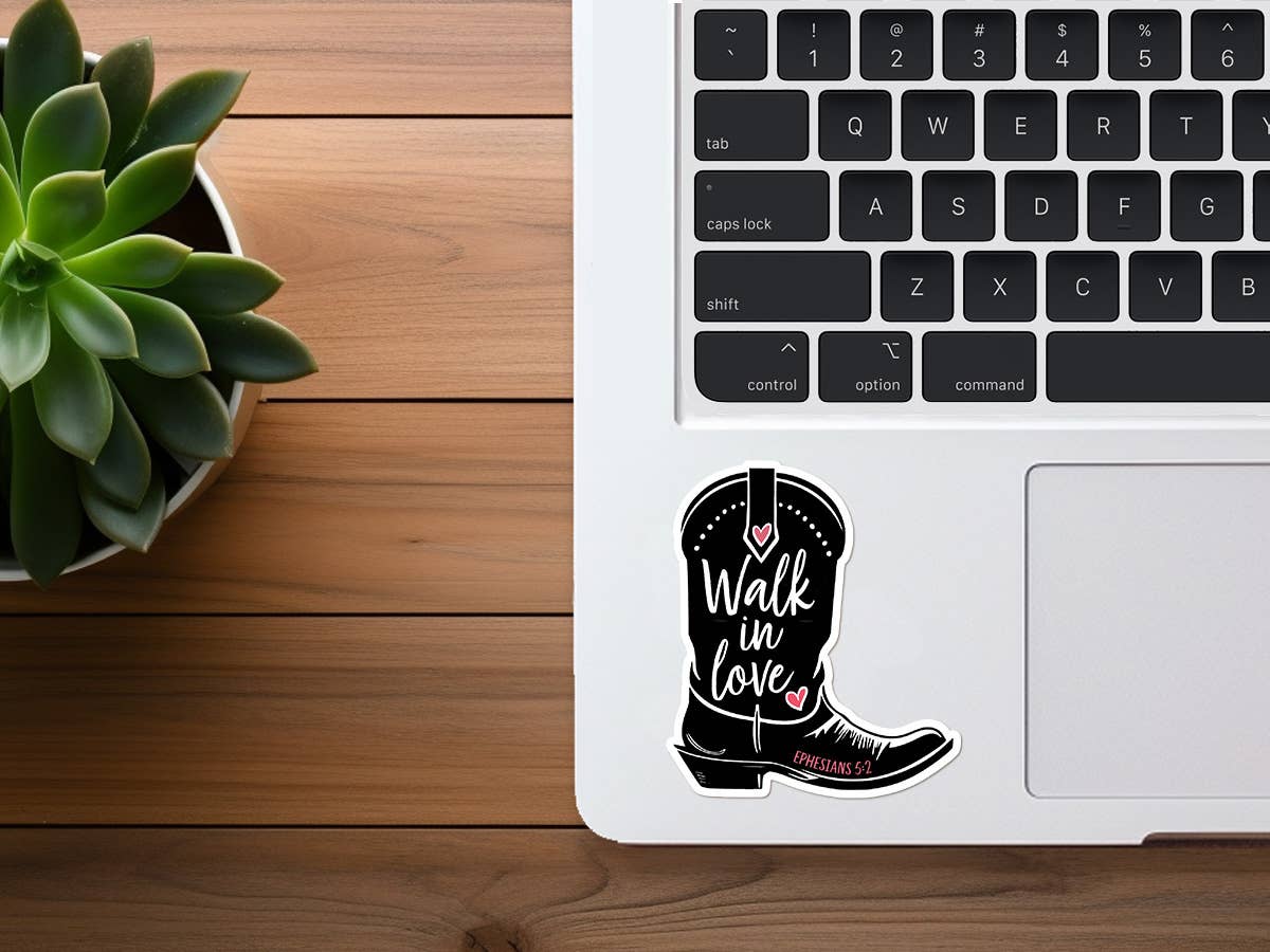 Walk In Love | Christian Sticker | Cowgirl Boot Sticker