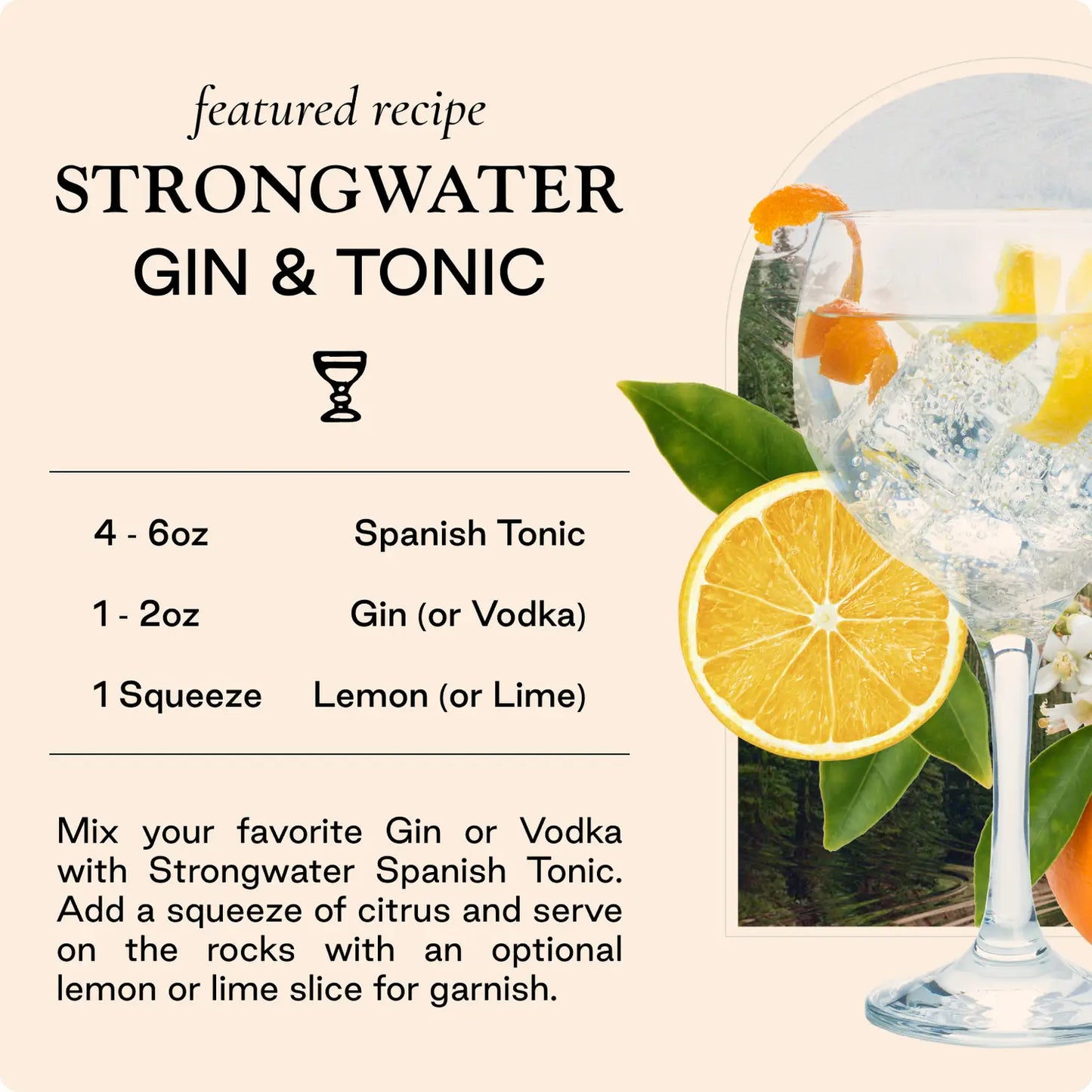 featured recipe using Strongwater Gin & Tonic