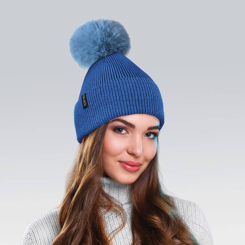Pom Pom Beanies for Women, Cozy Winter Knitted Beanie Hat