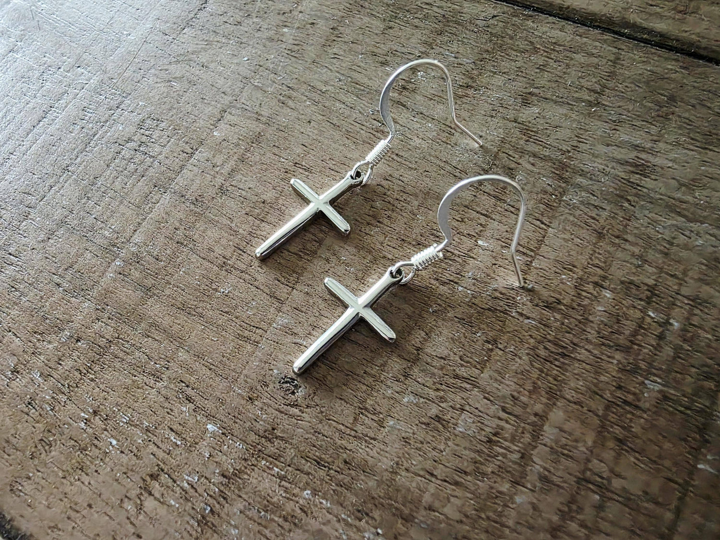 Small Cross Drop Earrings
