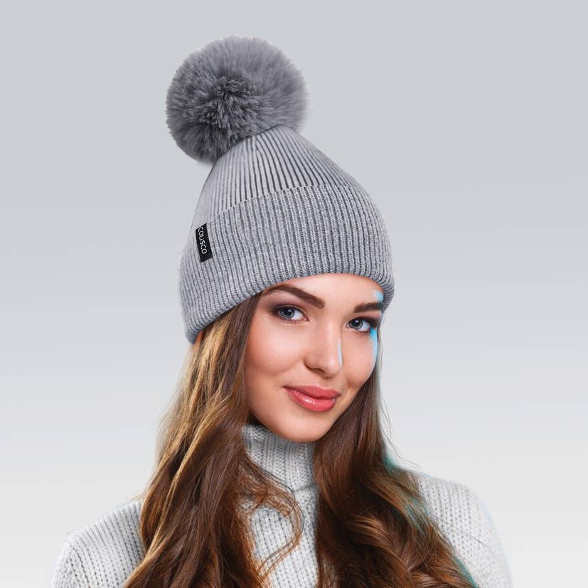 Pom Pom Beanies for Women, Cozy Winter Knitted Beanie Hat