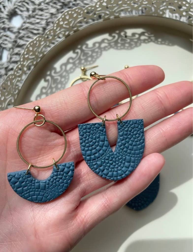 Denim Mosaic Clay Earrings