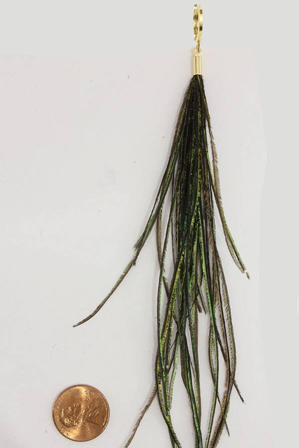 Peacock Feather Earring Olive