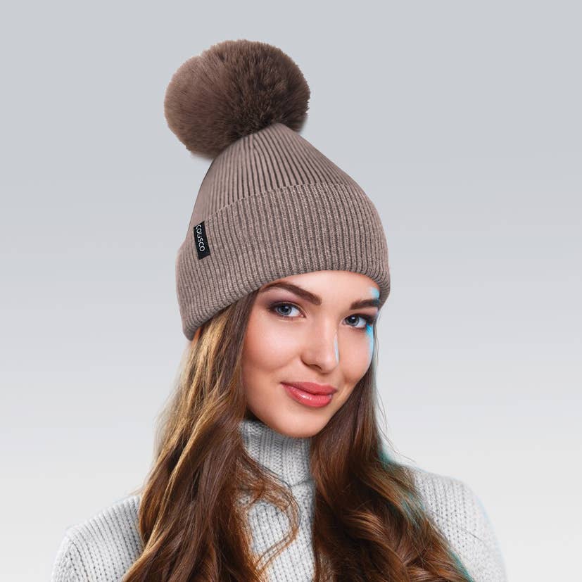 Pom Pom Beanies for Women, Cozy Winter Knitted Beanie Hat