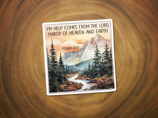 My Help Comes From The Lord | Christian Sticker | Mountains