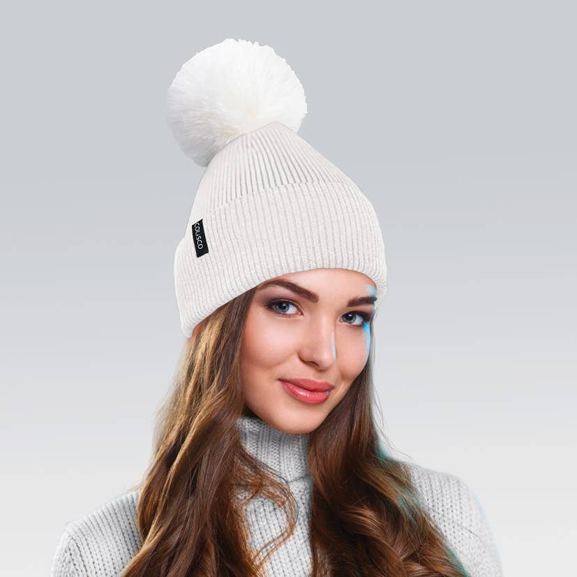 Pom Pom Beanies for Women, Cozy Winter Knitted Beanie Hat