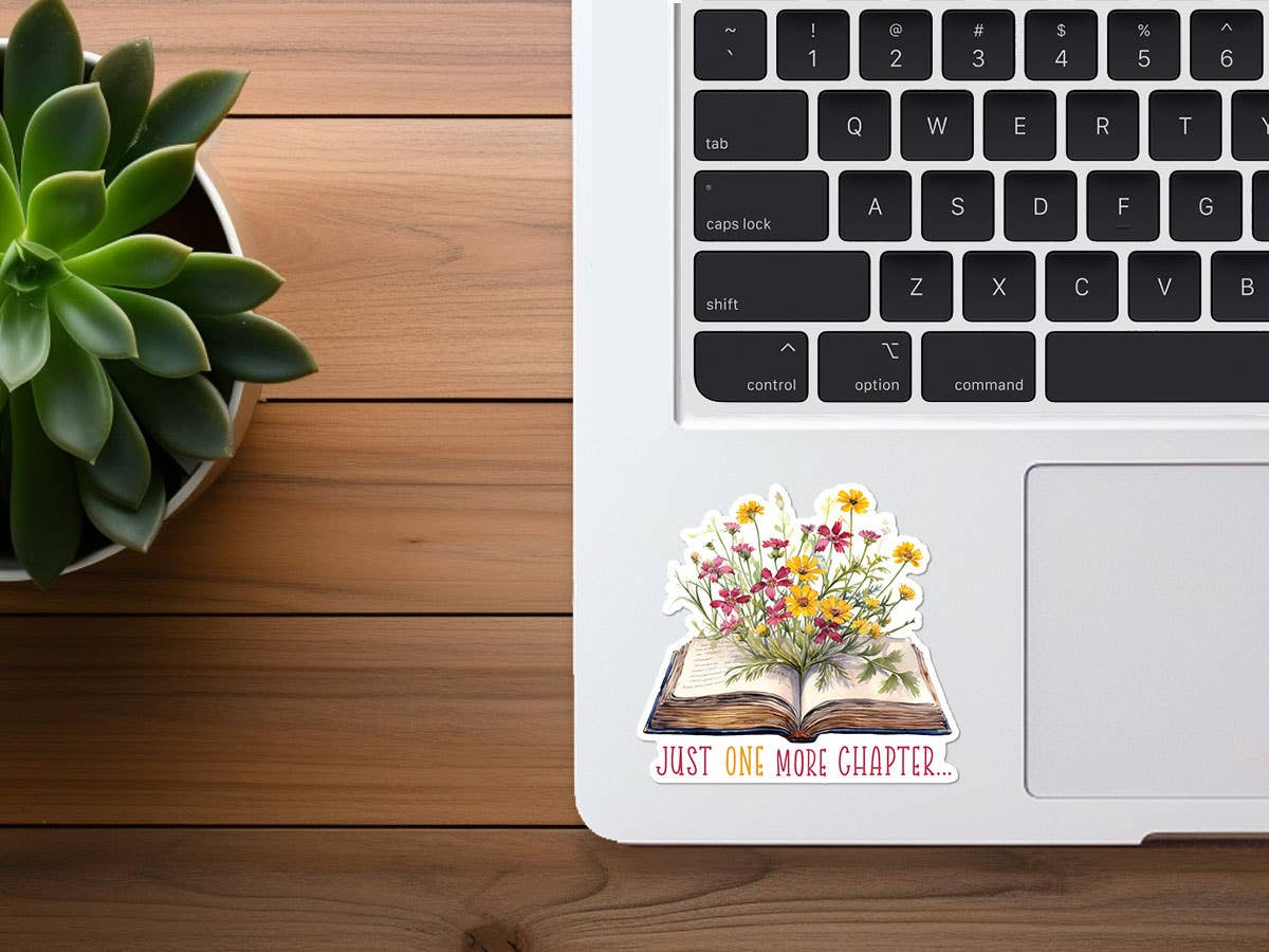 Just One More Chapter | Book With Flowers | Cute Sticker