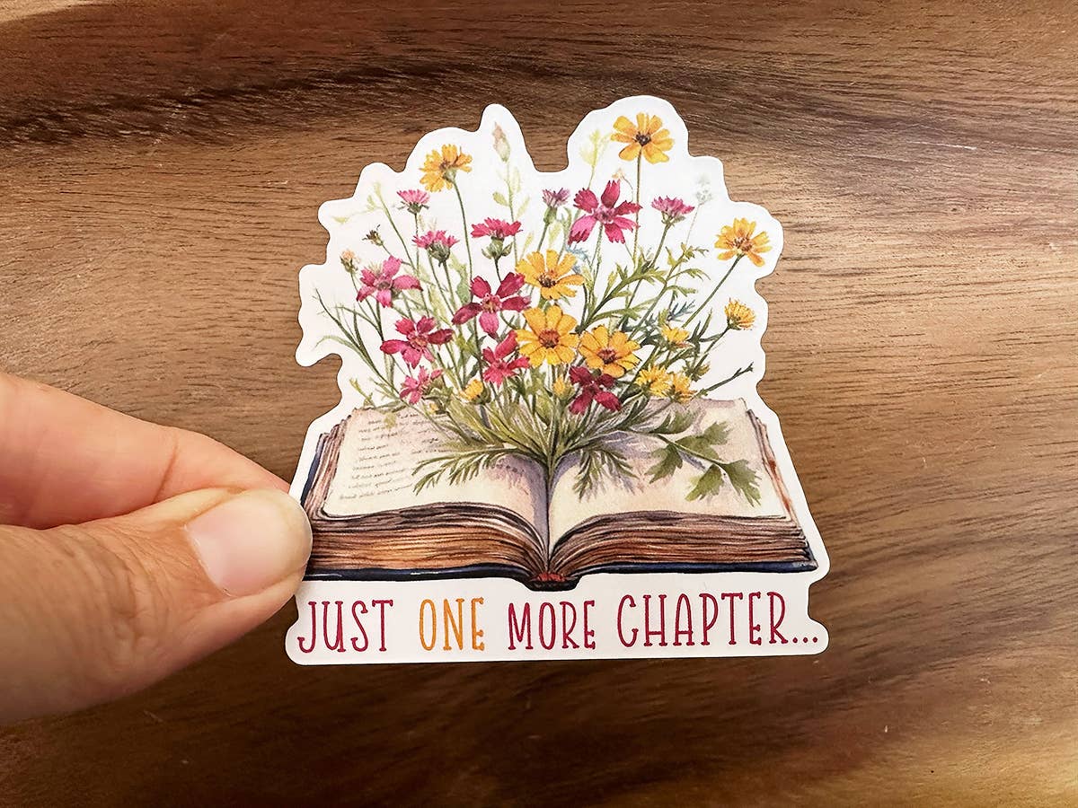 Just One More Chapter | Book With Flowers | Cute Sticker