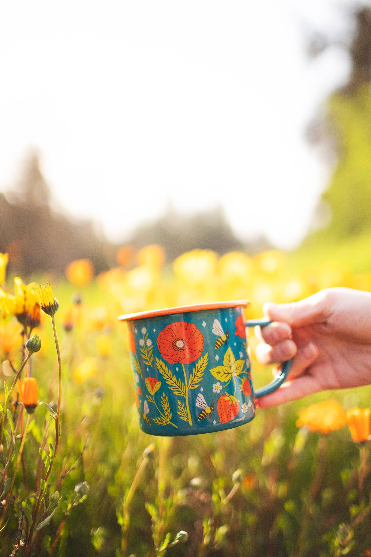Enamel 16oz Coffee & Camp Mug-Garden Buzz
