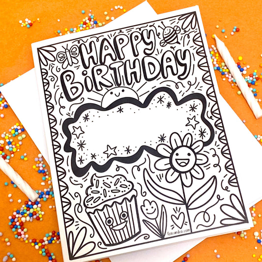 Happy Birthday Coloring Card