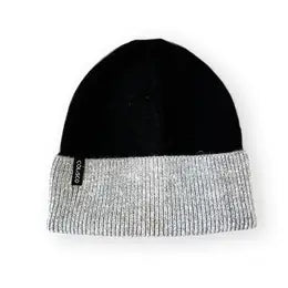 black beanie with grey cuff