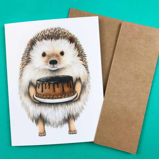 "Hedgehog Cake" Greeting Card