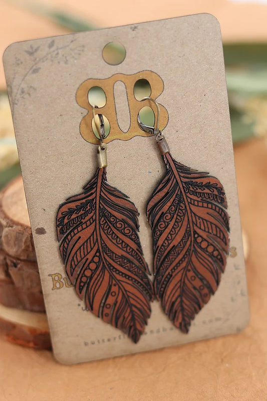 "Leather Feather" Earrings