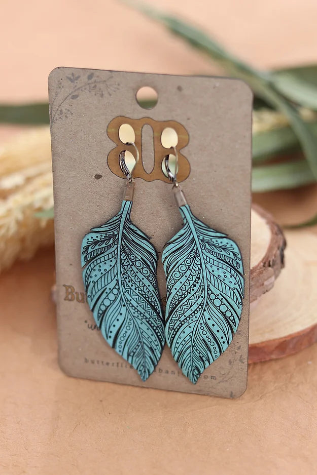 "Leather Feather" Earrings