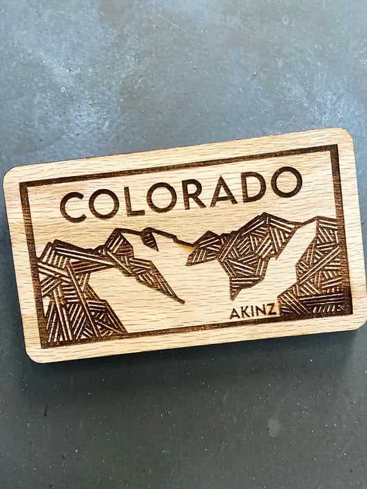 Colorado Mountains Wood Magnet