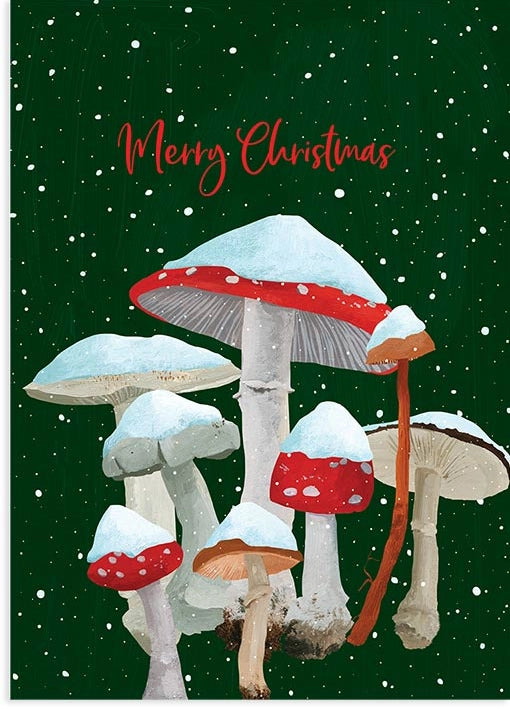 "Merry Christmas" Mushroom Greeting card
