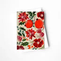 Pomegranate and Poinsettia Greeting Card