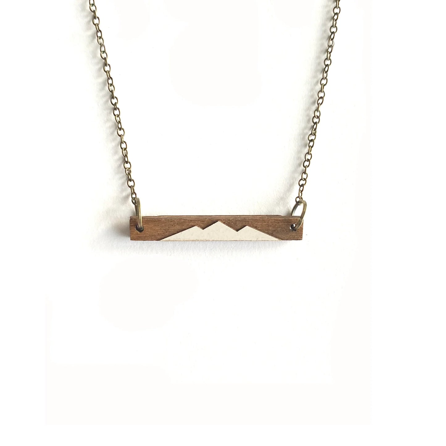 White Mountain Wooden Bar Necklace