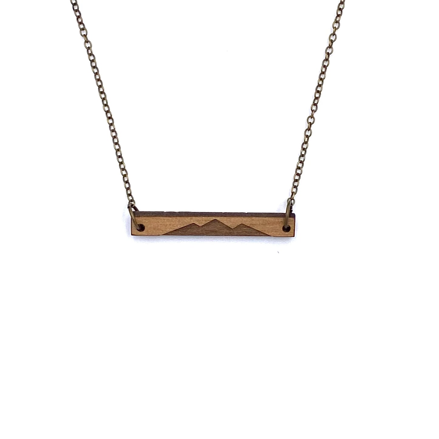 Reversible Mountain Wooden Bar Necklace