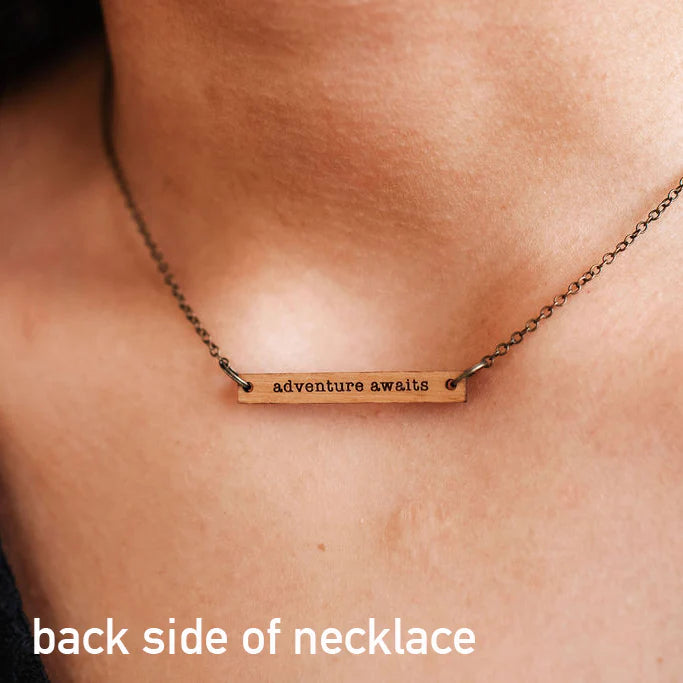 Reversible Mountain Wooden Bar Necklace